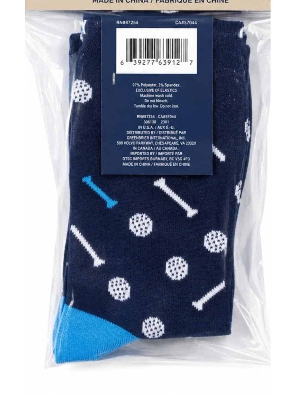 Juncture Men Crew Socks Golf Print Multicolor 2 Pair Shoe Size 6-12